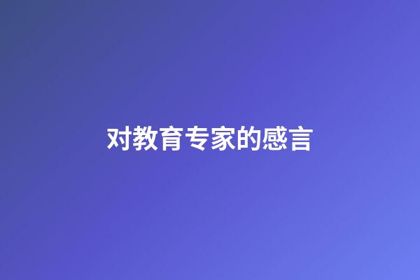 对教育专家的感言