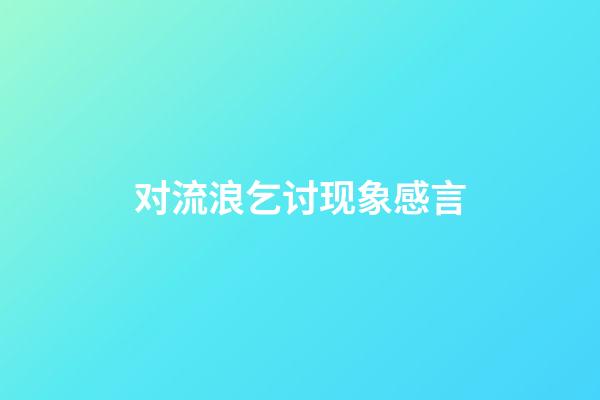 对流浪乞讨现象感言