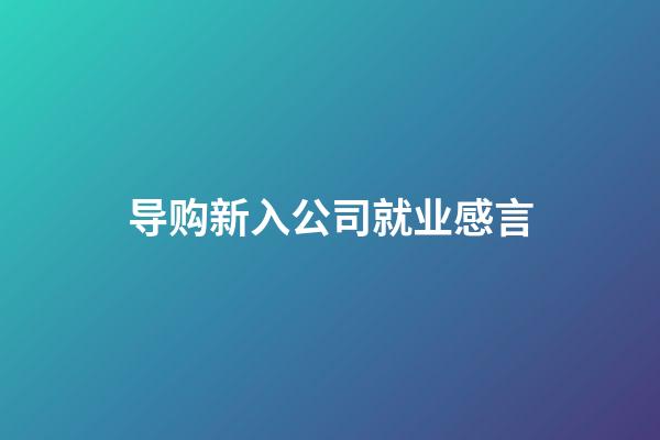 导购新入公司就业感言