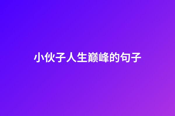 小伙子人生巅峰的句子