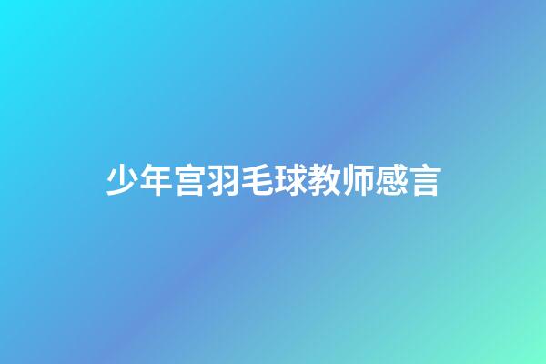 少年宫羽毛球教师感言