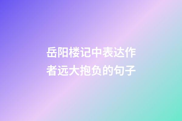 岳阳楼记中表达作者远大抱负的句子