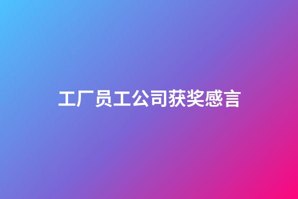 工厂员工公司获奖感言