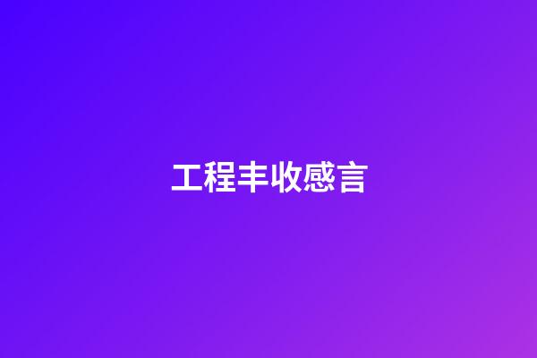 工程丰收感言