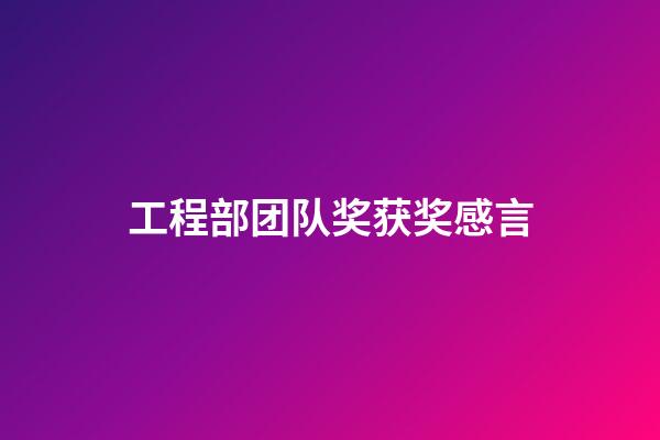 工程部团队奖获奖感言