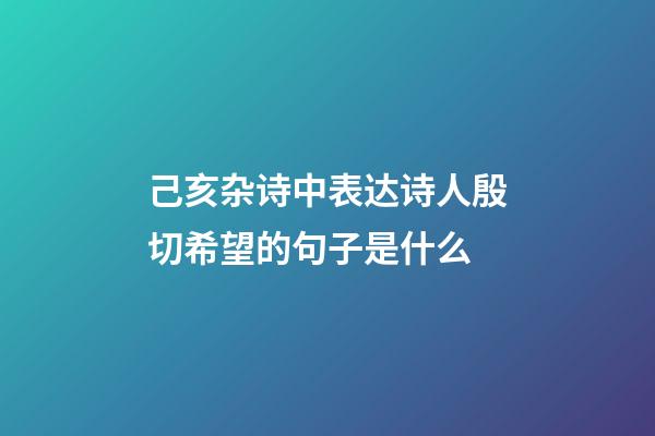 己亥杂诗中表达诗人殷切希望的句子是什么