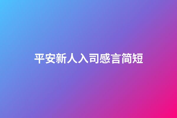 平安新人入司感言简短