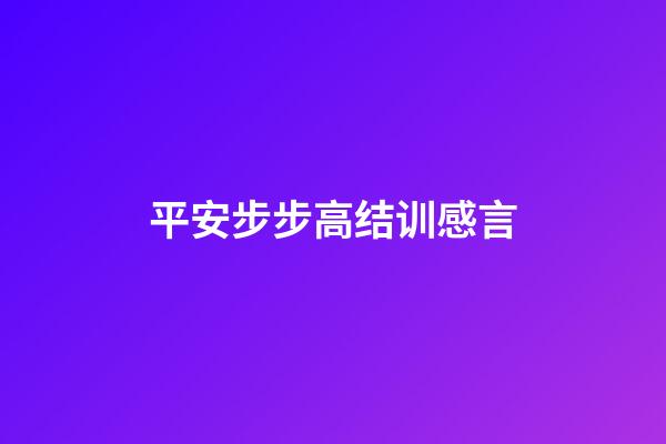 平安步步高结训感言