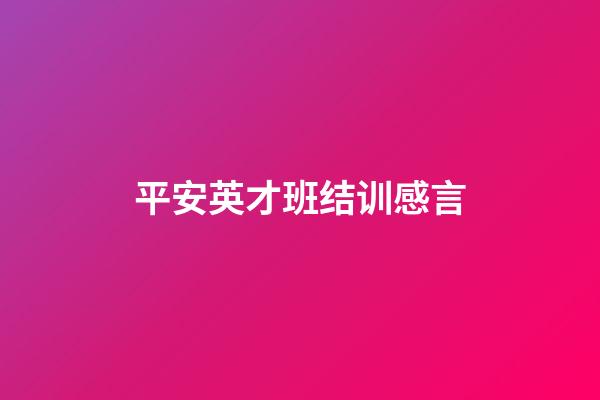 平安英才班结训感言