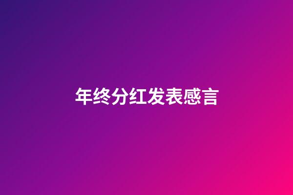 年终分红发表感言