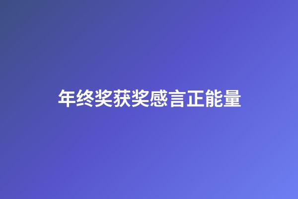 年终奖获奖感言正能量