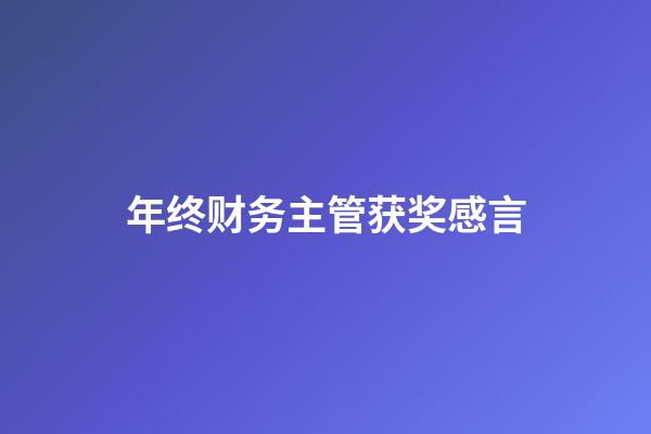 年终财务主管获奖感言