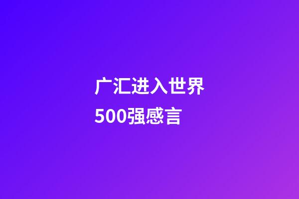 广汇进入世界500强感言