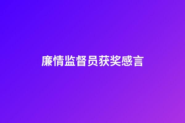 廉情监督员获奖感言