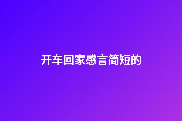 开车回家感言简短的