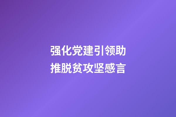 强化党建引领助推脱贫攻坚感言