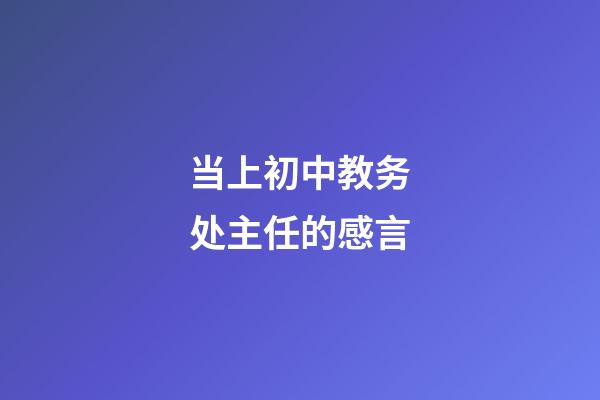 当上初中教务处主任的感言