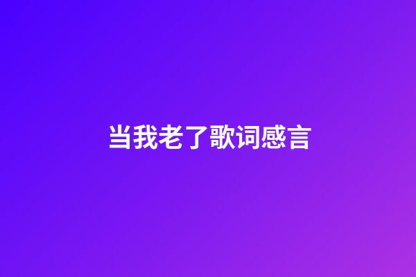 当我老了歌词感言