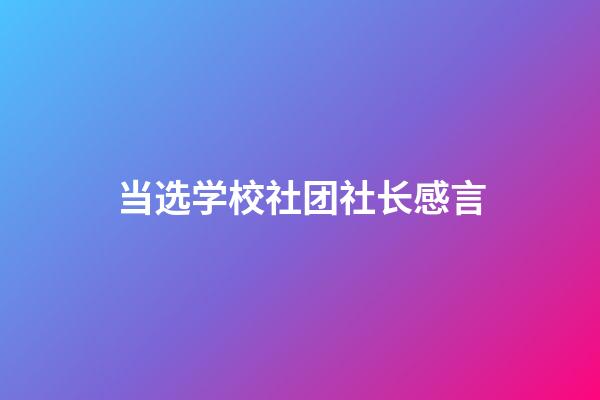 当选学校社团社长感言