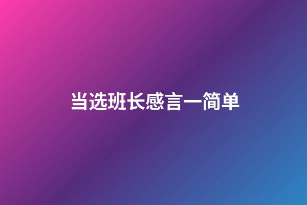 当选班长感言一简单