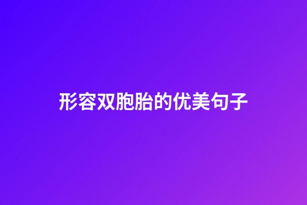 形容双胞胎的优美句子