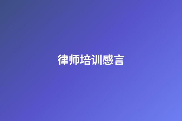 律师培训感言