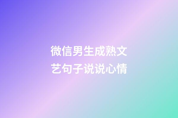 微信男生成熟文艺句子说说心情