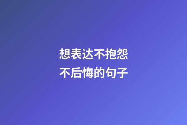 想表达不抱怨不后悔的句子