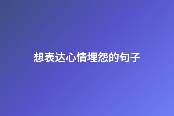 想表达心情埋怨的句子