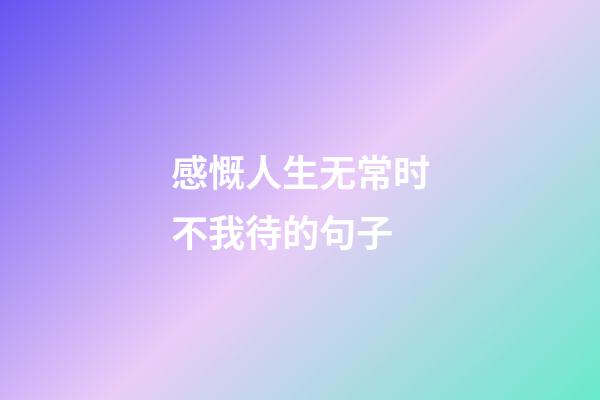 感慨人生无常时不我待的句子