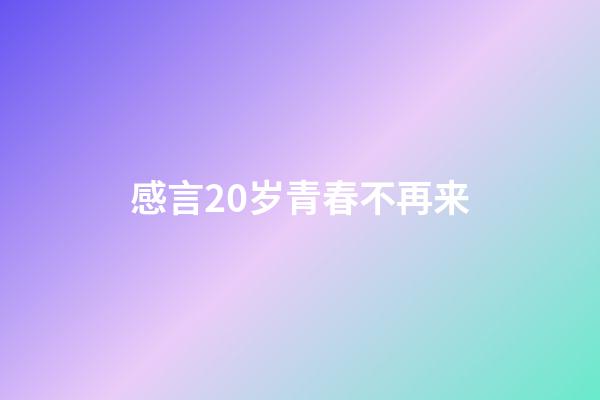 感言20岁青春不再来