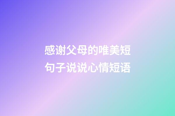 感谢父母的唯美短句子说说心情短语