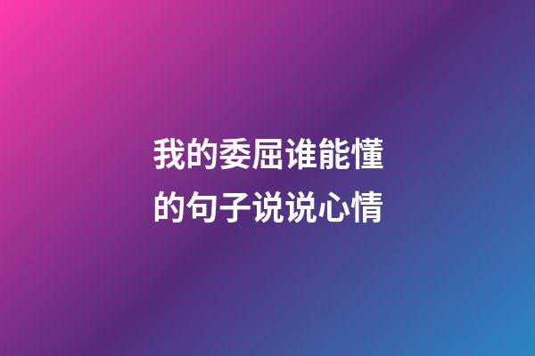 我的委屈谁能懂的句子说说心情