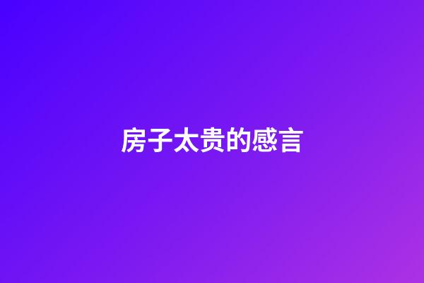 房子太贵的感言