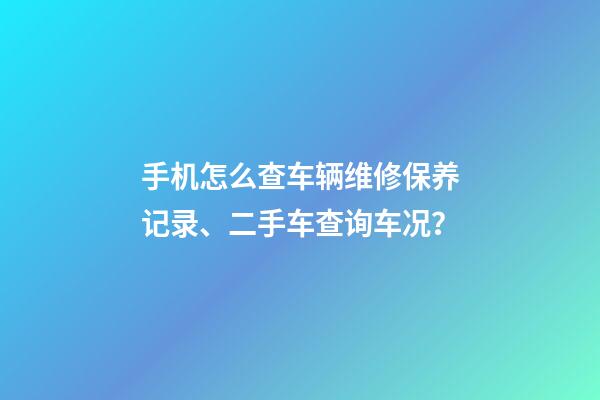 手机怎么查车辆维修保养记录、二手车查询车况？