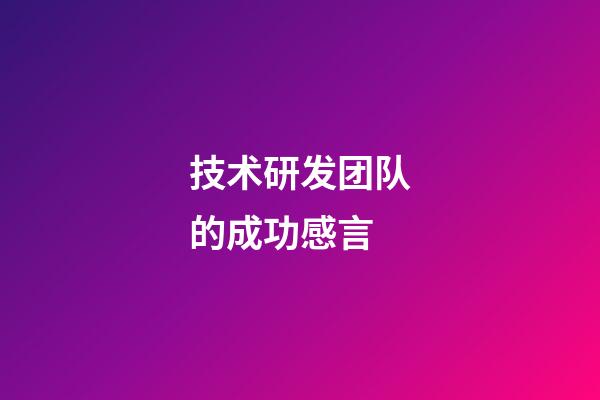 技术研发团队的成功感言