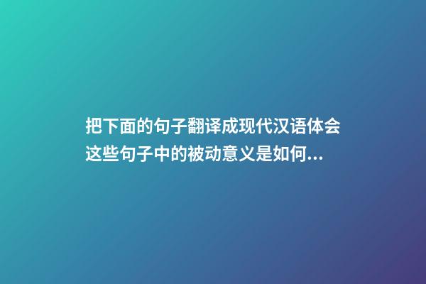 把下面的句子翻译成现代汉语体会这些句子中的被动意义是如何表达的