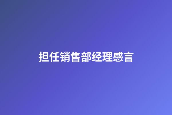 担任销售部经理感言