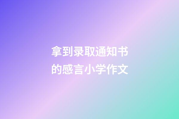 拿到录取通知书的感言小学作文