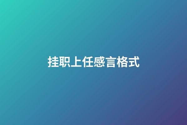 挂职上任感言格式