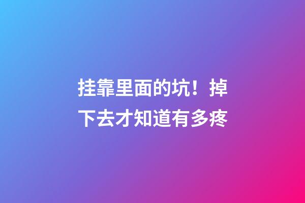 挂靠里面的坑！掉下去才知道有多疼