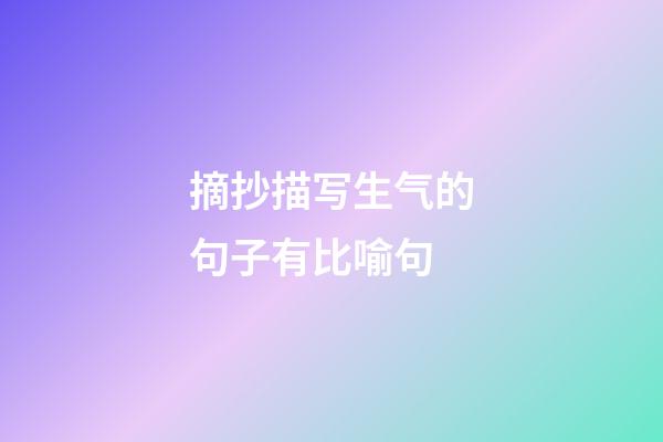 摘抄描写生气的句子有比喻句