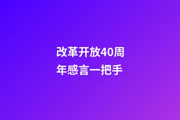 改革开放40周年感言一把手