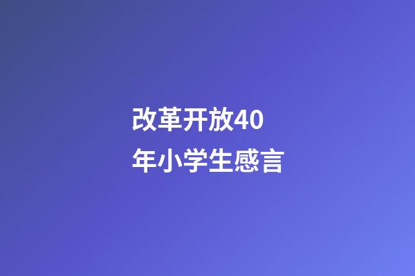 改革开放40年小学生感言