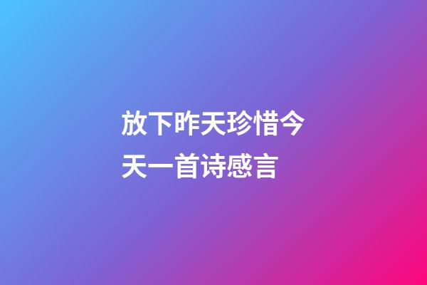 放下昨天珍惜今天一首诗感言