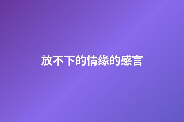 放不下的情缘的感言