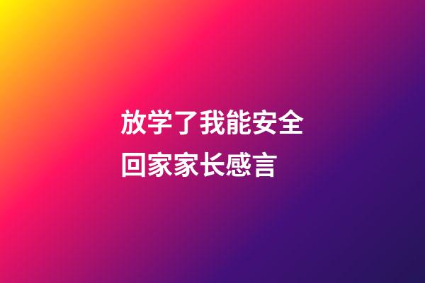 放学了我能安全回家家长感言