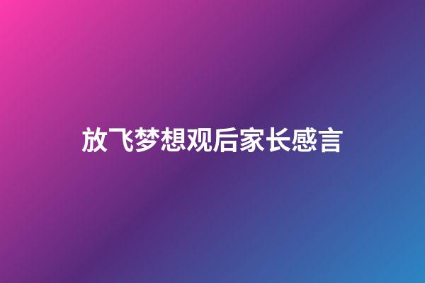 放飞梦想观后家长感言