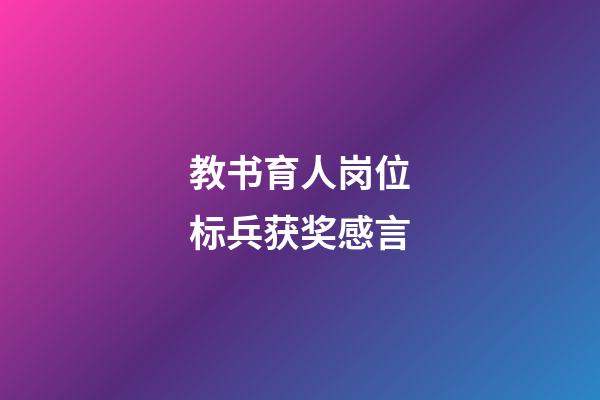 教书育人岗位标兵获奖感言