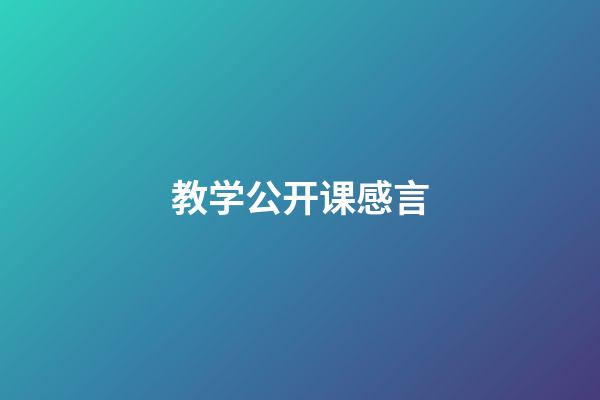 教学公开课感言